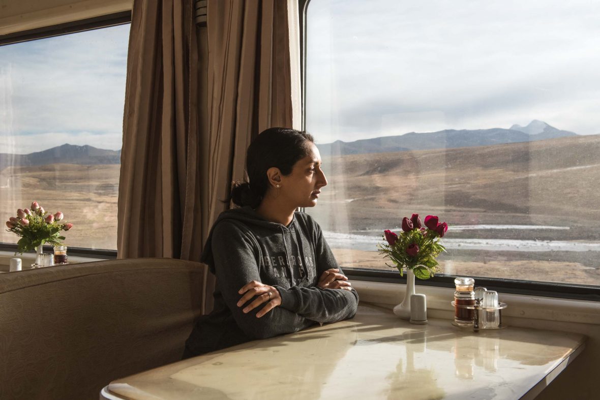 Writer Monisha Rajesh traveling from Xian to Lhasa on the Qinghai-Tibet railway.