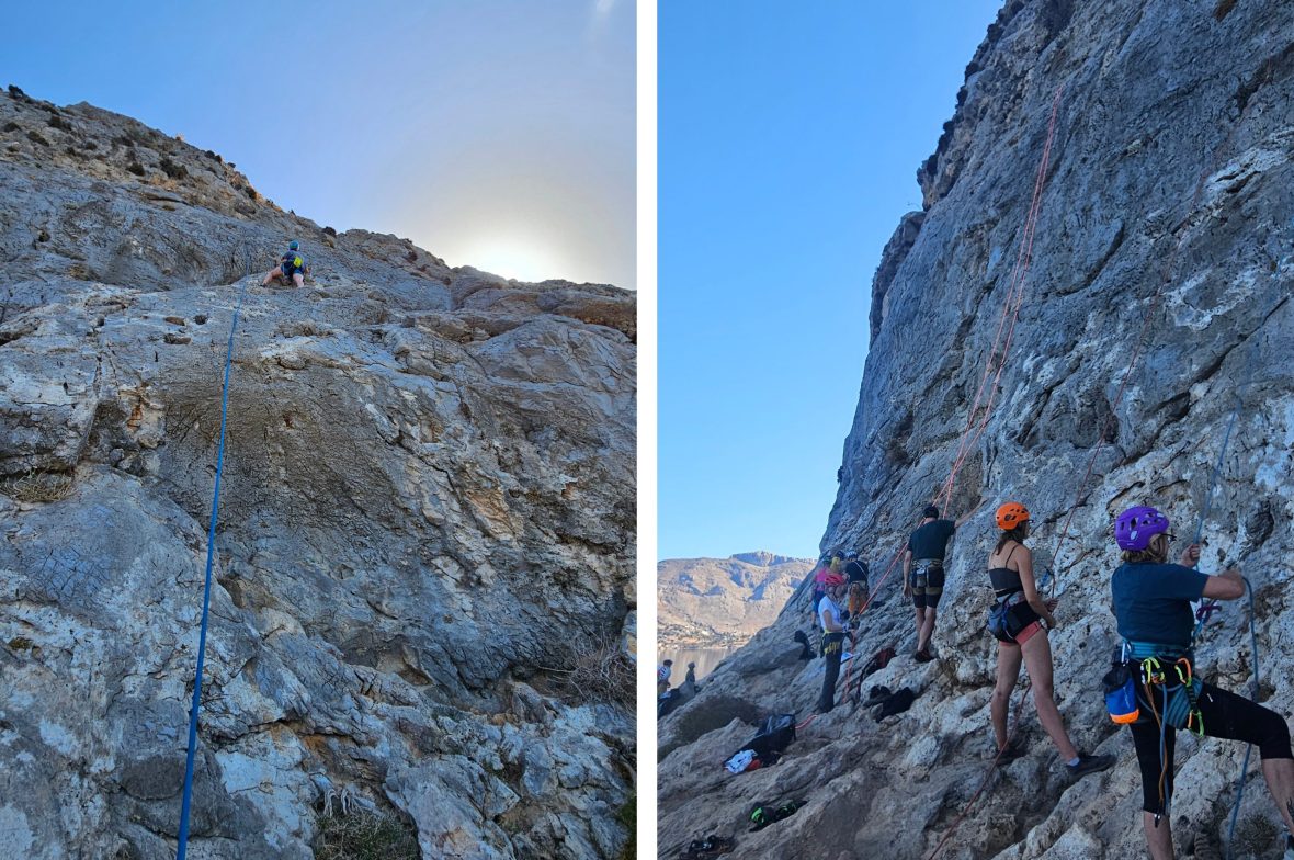 Rock climbers gather at local crag