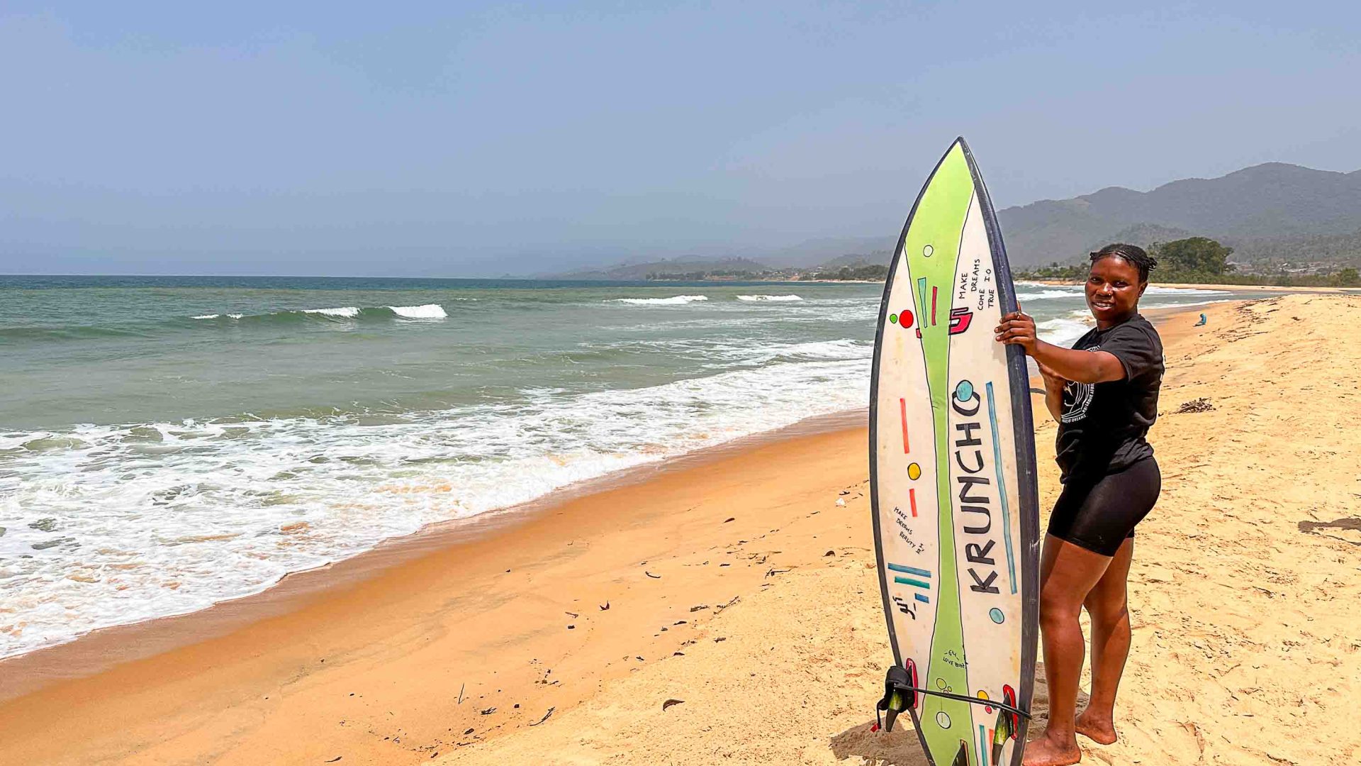 10 years ago Kadiatu Kamara couldn’t swim; now she’s Sierra Leone’s only pro female surfer